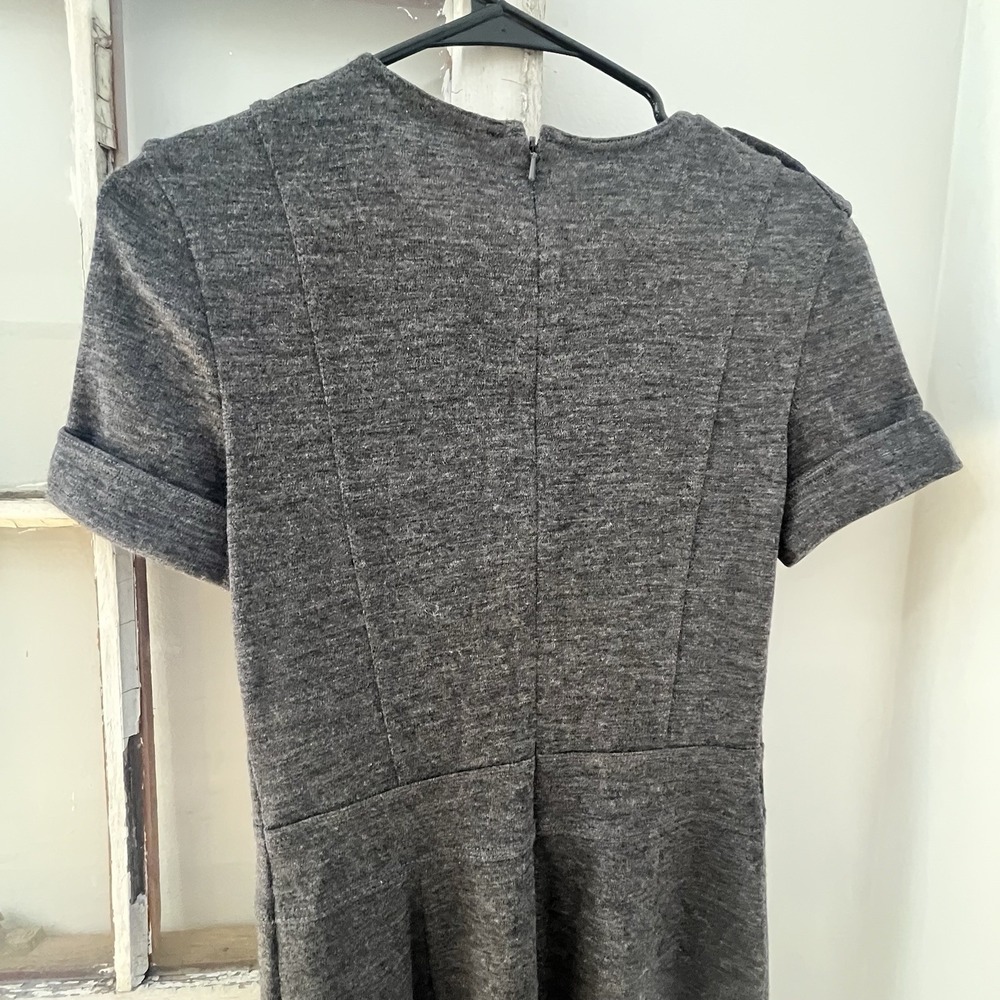 BURBERRY Brit ROSANNE Gray 100% wool short sleeve straight dress zipper detail 6 - Picture 7 of 9